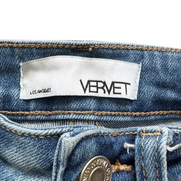 Vervet Skinny Jeans Women's Size 24 Blue Light wash distressed Button fly Grunge - Picture 5 of 15